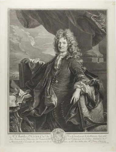 Charles d'Hozier, King's Genealogist by Gérard Edelinck
Hyacinthe Rigaud, print, 1691