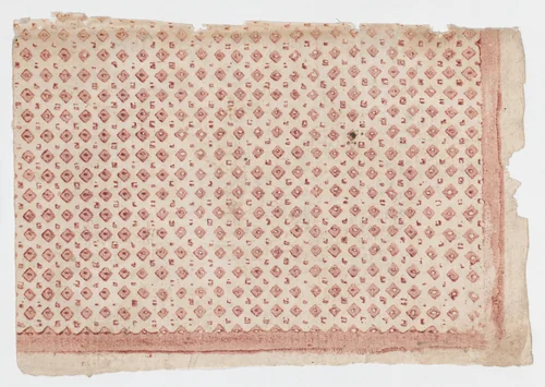 Sheet with overall pattern of squares and dots by anonymous, print, 1800-1900