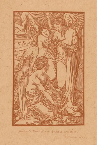 Ontmoeting van Apollion met Belzebub en Belial by Johannes Josephus Aarts, print, 1898