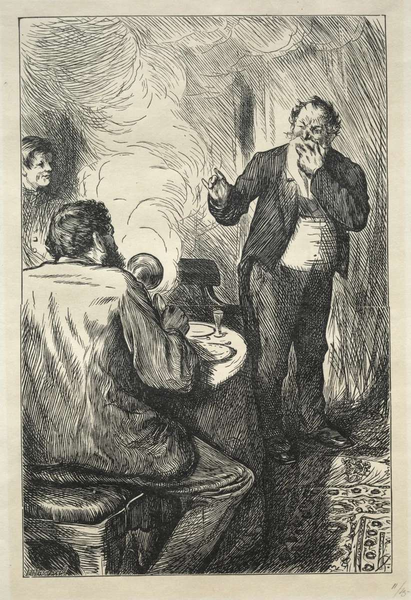 Smoking Strictly Prohibited by Charles Samuel Keene, print, 1862-1872