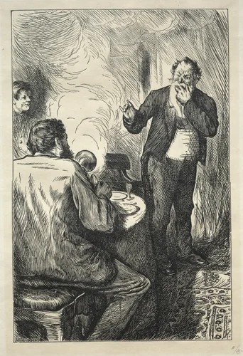 Smoking Strictly Prohibited by Charles Samuel Keene, print, 1862-1872