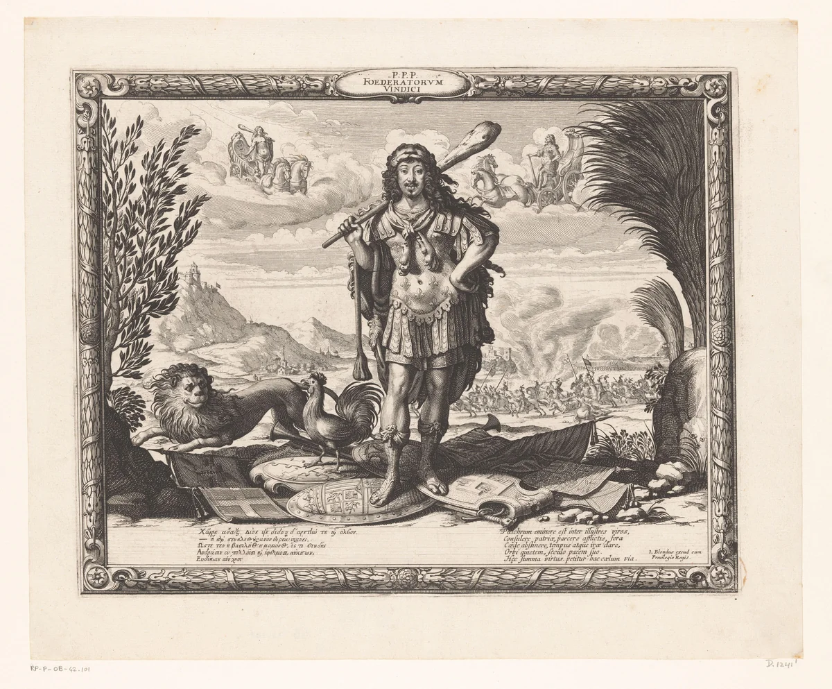 Portret van Lodewijk XIII als Hercules by Abraham Bosse, print, 1635