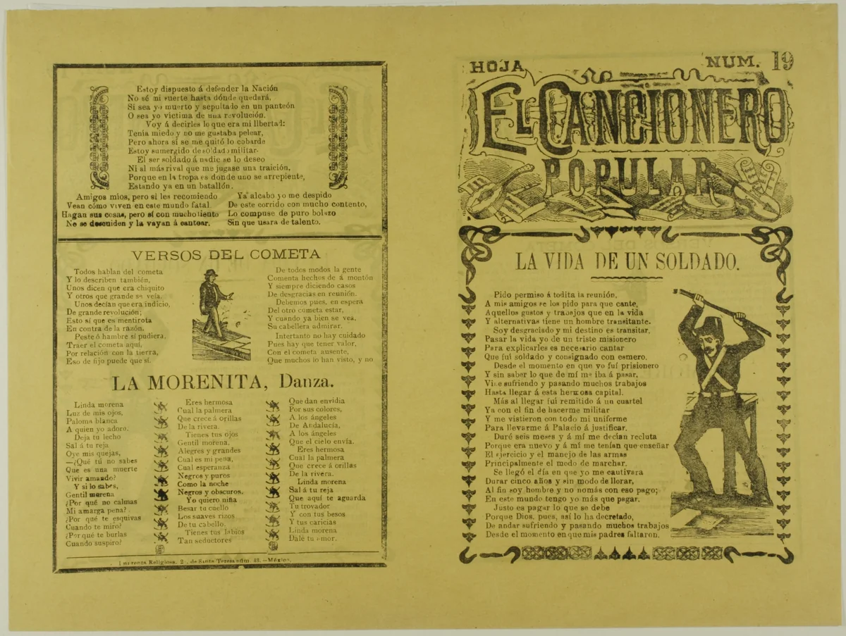 El cancionero popular, hoja num. 19 (The Popular Songbook, Sheet No. 19) by Manuel Manilla, print, 1850-1900