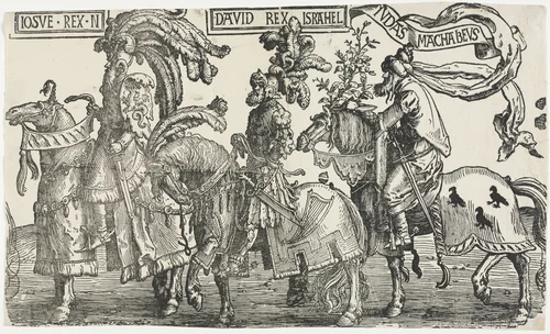 The Nine Heroes: Joshua, David, Judas Maccabees by Lucas van Leyden, print, 1515-1517