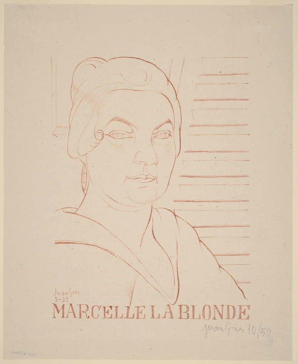 Marcelle la Blonde by Juan Gris, print, 1921