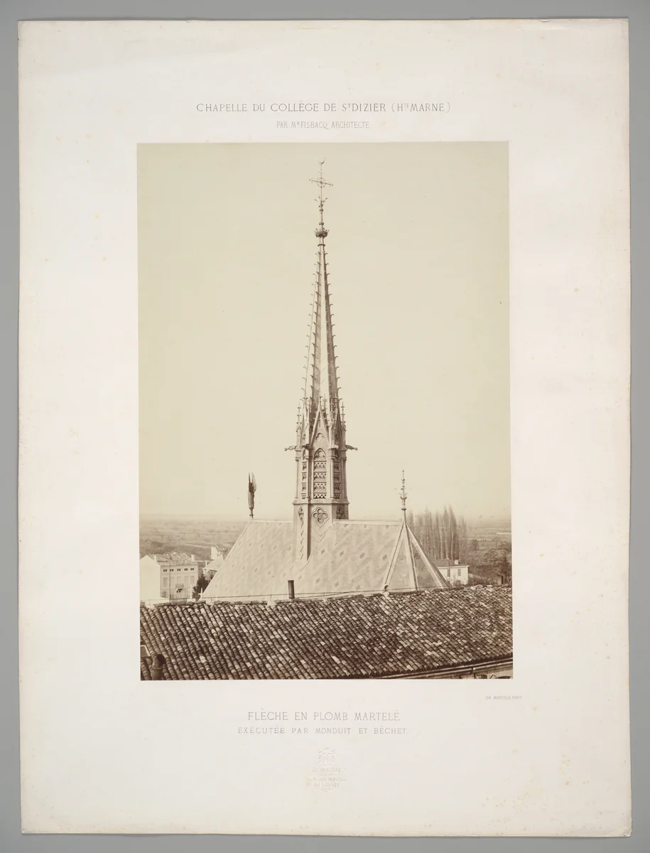 Spire of the Chapel of College St. Dizier (Haute Marne) by Charles Marville, photograph, 1862-1870