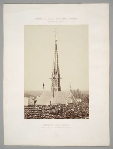 Spire of the Chapel of College St. Dizier (Haute Marne) by Charles Marville, photograph, 1862-1870