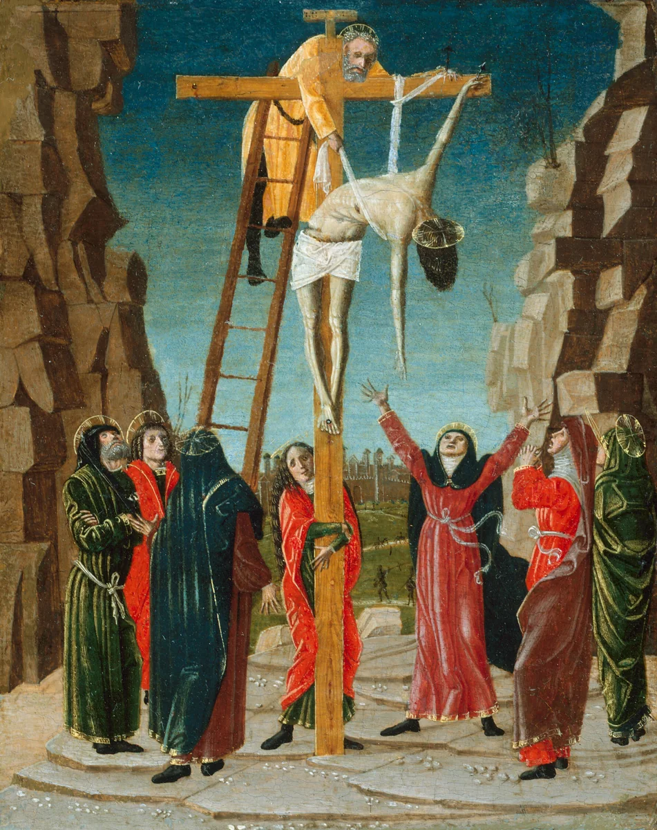 The Descent from the Cross by Bernardino Butinone, painting, 1480-1490