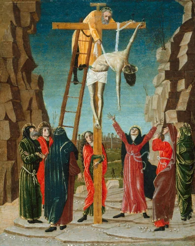 The Descent from the Cross by Bernardino Butinone, painting, 1480-1490