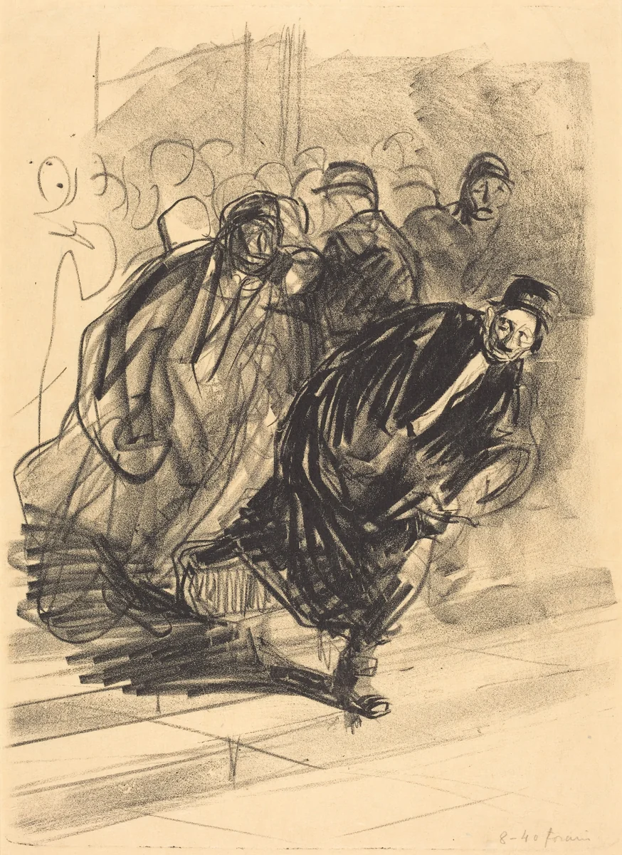 L'avocat pourchassé (The Lawyer Pursued) by Jean-Louis Forain, print, 1915