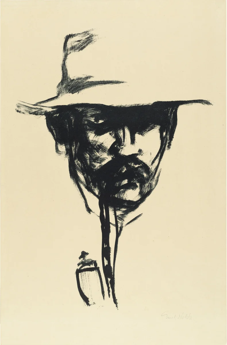 Head with Pipe, E.N. (Kopf mit Pfeife, E.N.) by Emil Nolde, print, 1907