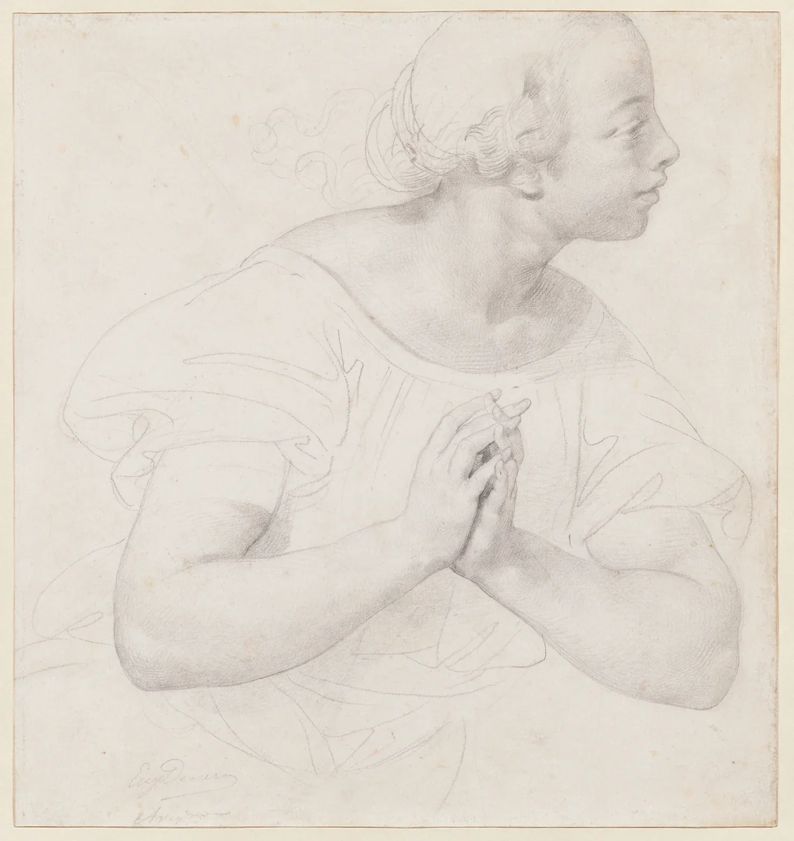 Study of an Angel by Eugène Devéria, drawing, 1838-1840