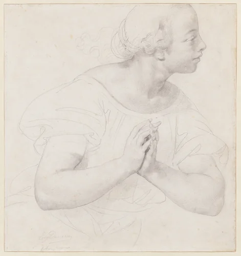 Study of an Angel by Eugène Devéria, drawing, 1838-1840