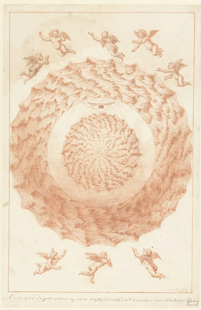 Schepping van het uitspansel by Herman Coets, drawing, 1700