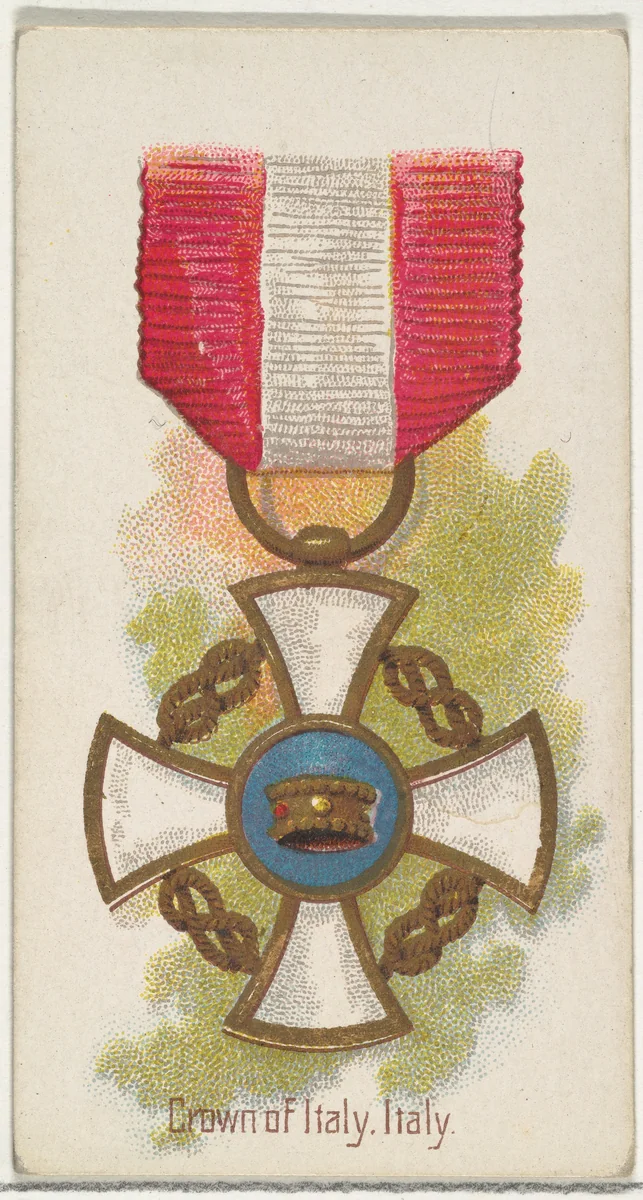Crown of Italy, Italy, from the World's Decorations series (N30) for Allen & Ginter Cigarettes by Allen & Ginter, print, 1890