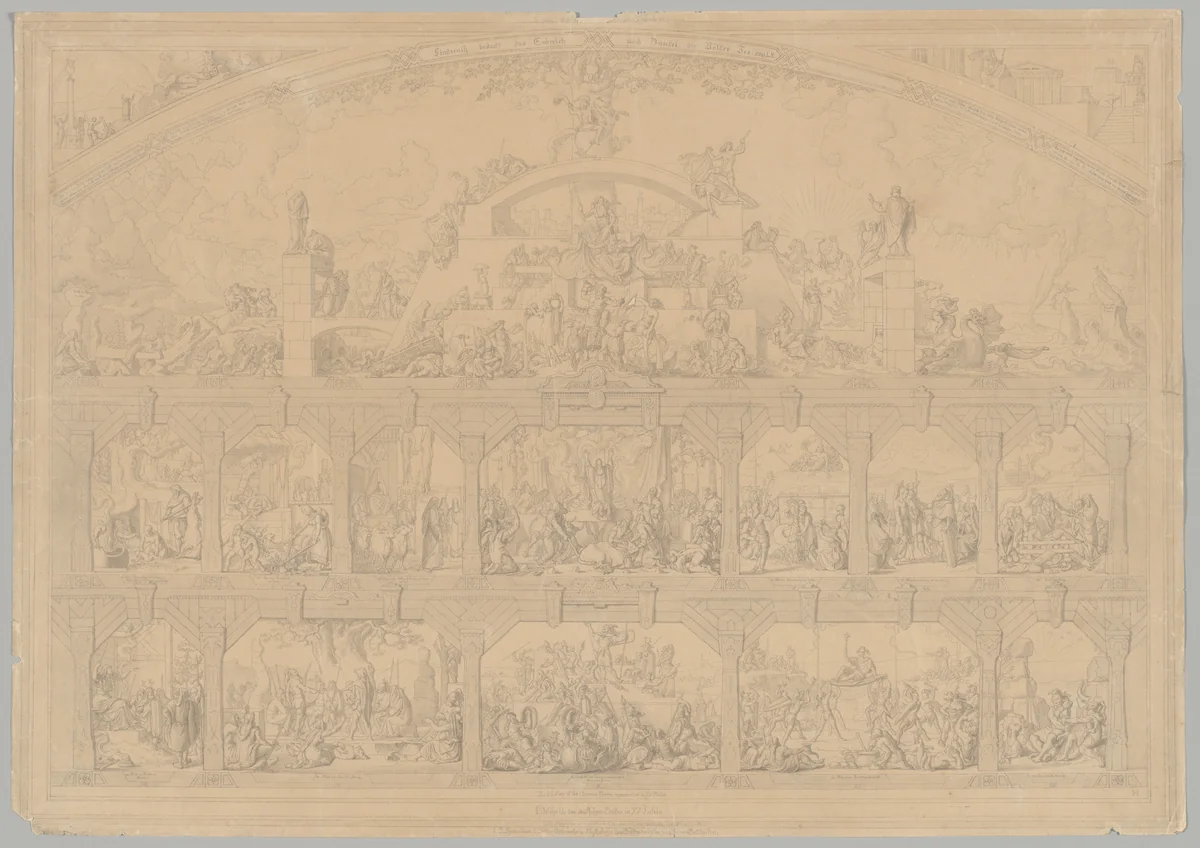 Preparatory Drawing for a Print Series on the History of Germany (Die Geschichte des deutschen Volkes in fünfzehn Bildern) by Carl Heinrich Hermann, drawing, 1851-1853