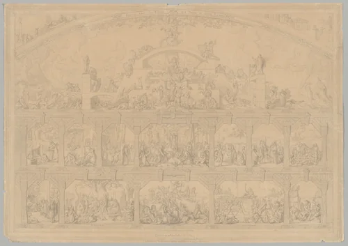 Preparatory Drawing for a Print Series on the History of Germany (Die Geschichte des deutschen Volkes in fünfzehn Bildern) by Carl Heinrich Hermann, drawing, 1851-1853