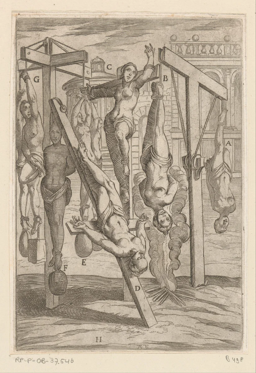 Kruisigingen en ophangingen by Unknown, print, 1565-1630