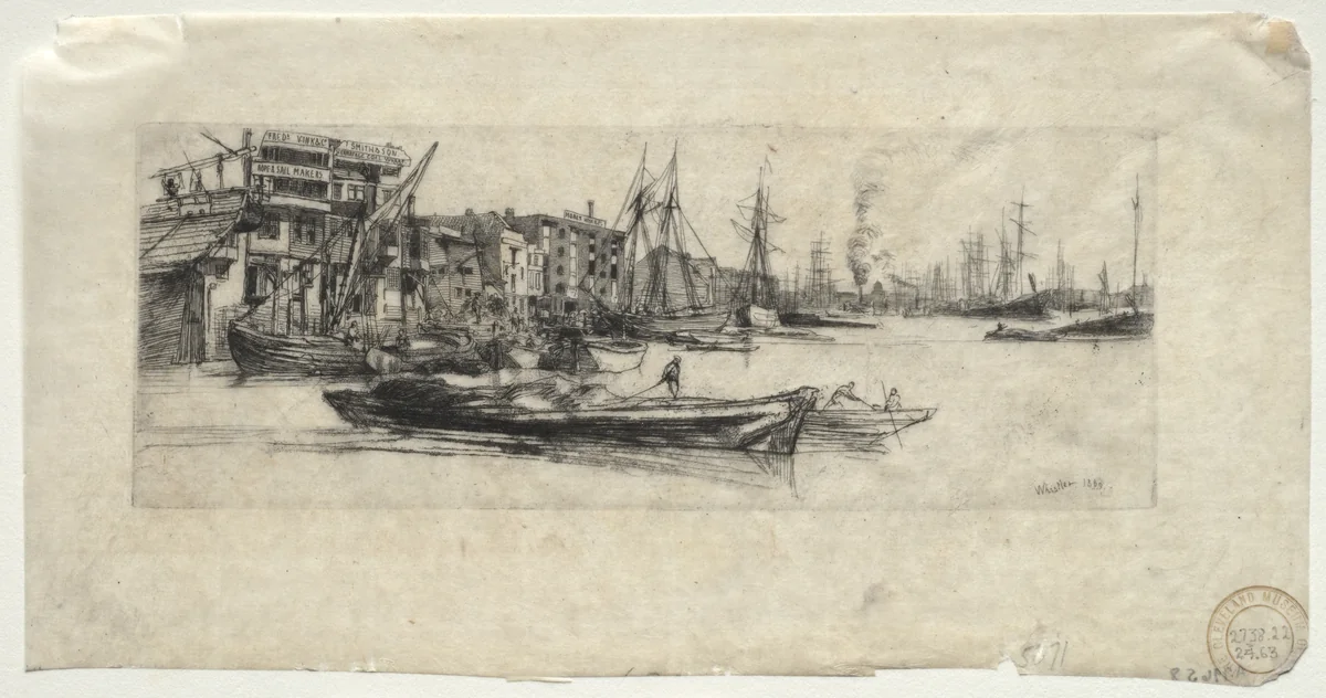Thames Warehouse by James McNeill Whistler, print, 1859