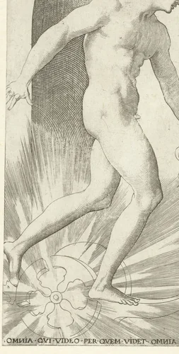 Apollo met lauwerkrans op een wagen by Jacob Binck, print, 1530