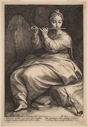 Euterpe by Hendrick Goltzius, print, 1592