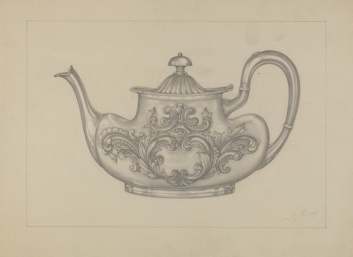 Silver Teapot by Arthur Wegg, index of american design, 1935-1942