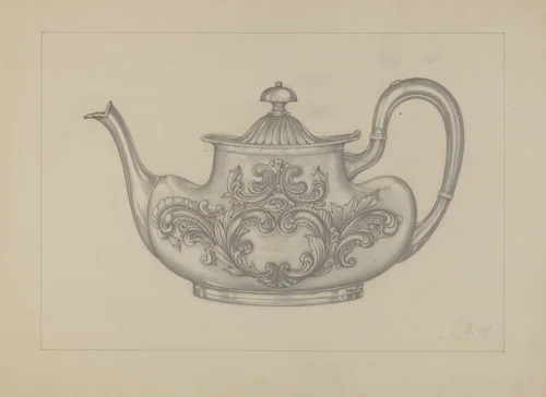 Silver Teapot by Arthur Wegg, index of american design, 1935-1942