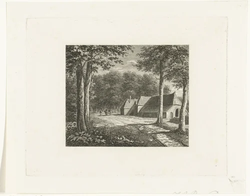 Landschap met boerderij aan zandweg by Johannes Best, print, 1807-1855