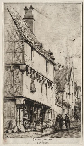 An Old House at Bourges, sometimes called the Musician's House by Charles Meryon, print, 1860