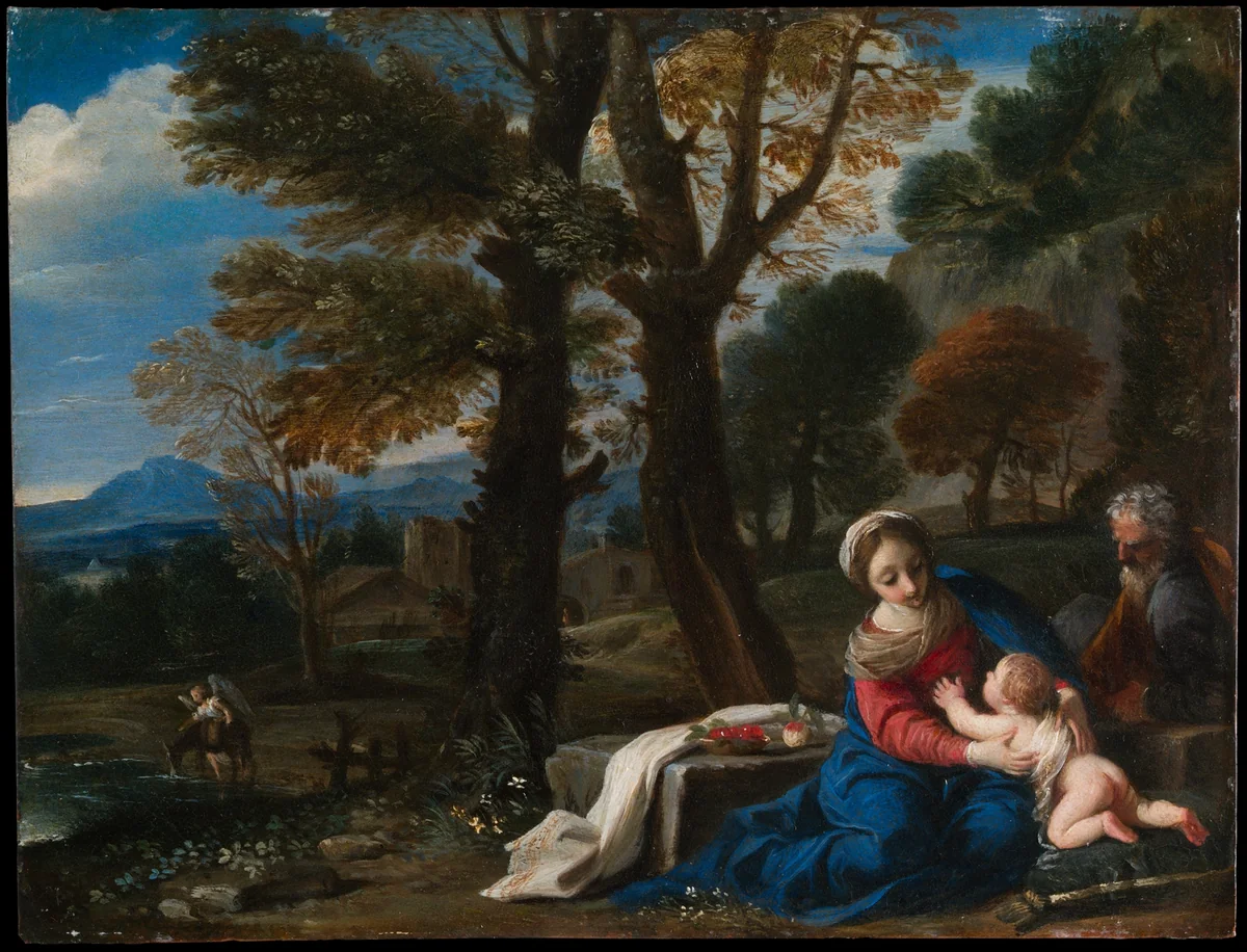 The Rest on the Flight into Egypt by Pier Francesco Mola, painting, 1636-1646