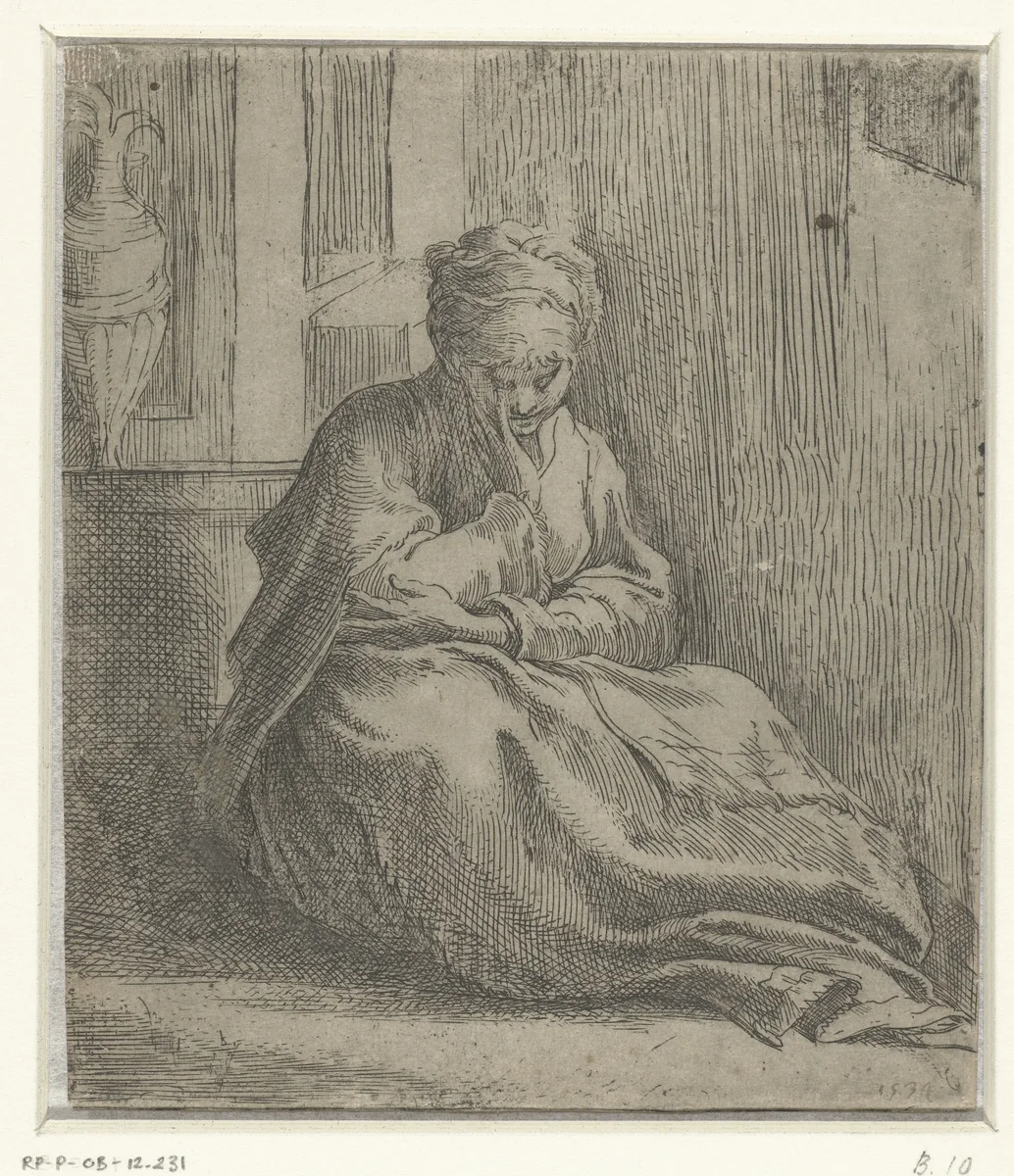 Melancholie by Parmigianino, print, 1524-1540