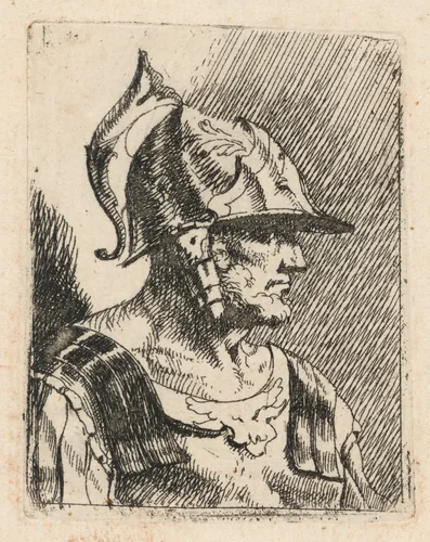 Bust of a Bearded Warrior by Johann Heinrich Schönfeld, print, 1626