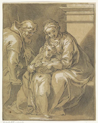 Heilige Familie by Frederick Bloemaert, print, 1650-1656