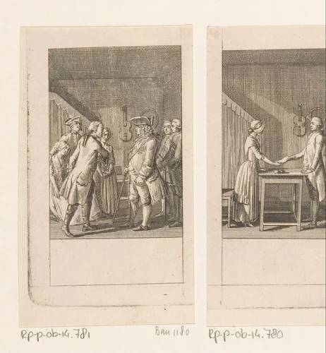 Miller verdedigt zijn gezin tegenover de president by Daniel Nikolaus Chodowiecki, print, 1785