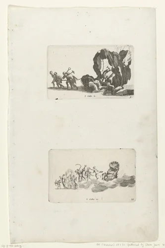 Triomfwagen van Vulcanus, Triomfwagen met diverse goden by anonymous, print, 1627-1652