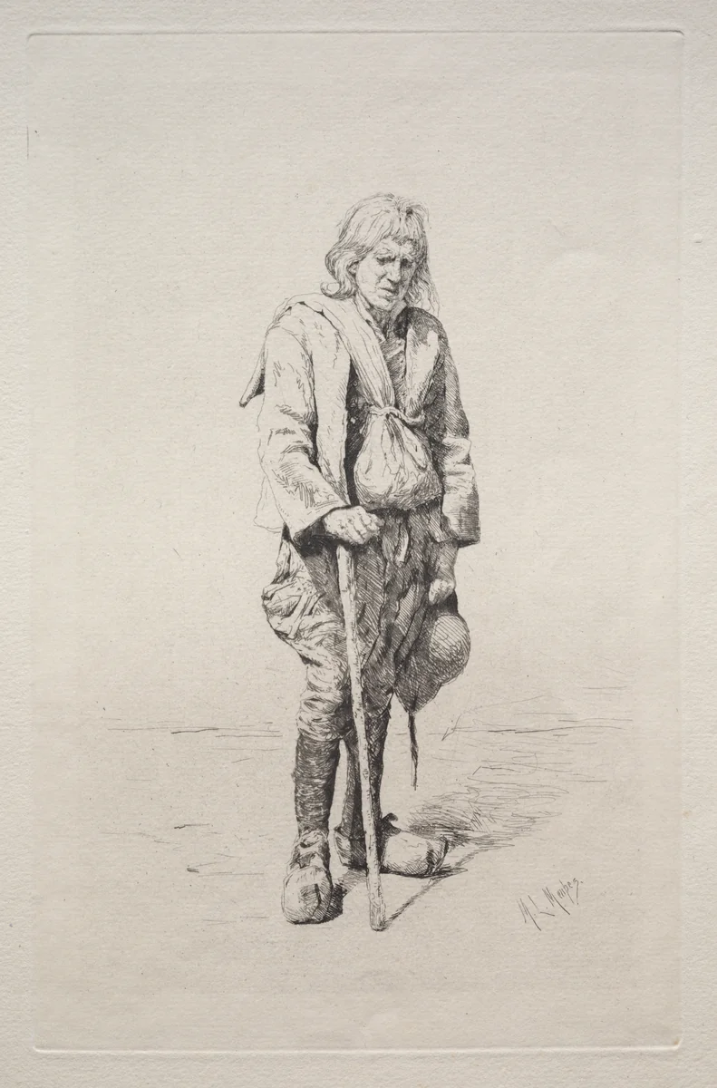 Man with Walking Stick by Mortimer Menpes, print