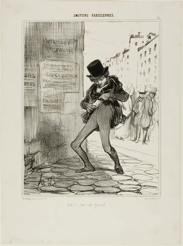 Robbed! Empty-Pocket Street..., plate 13 from Émotions Parisiens by Honoré-Victorin Daumier, print, 1839