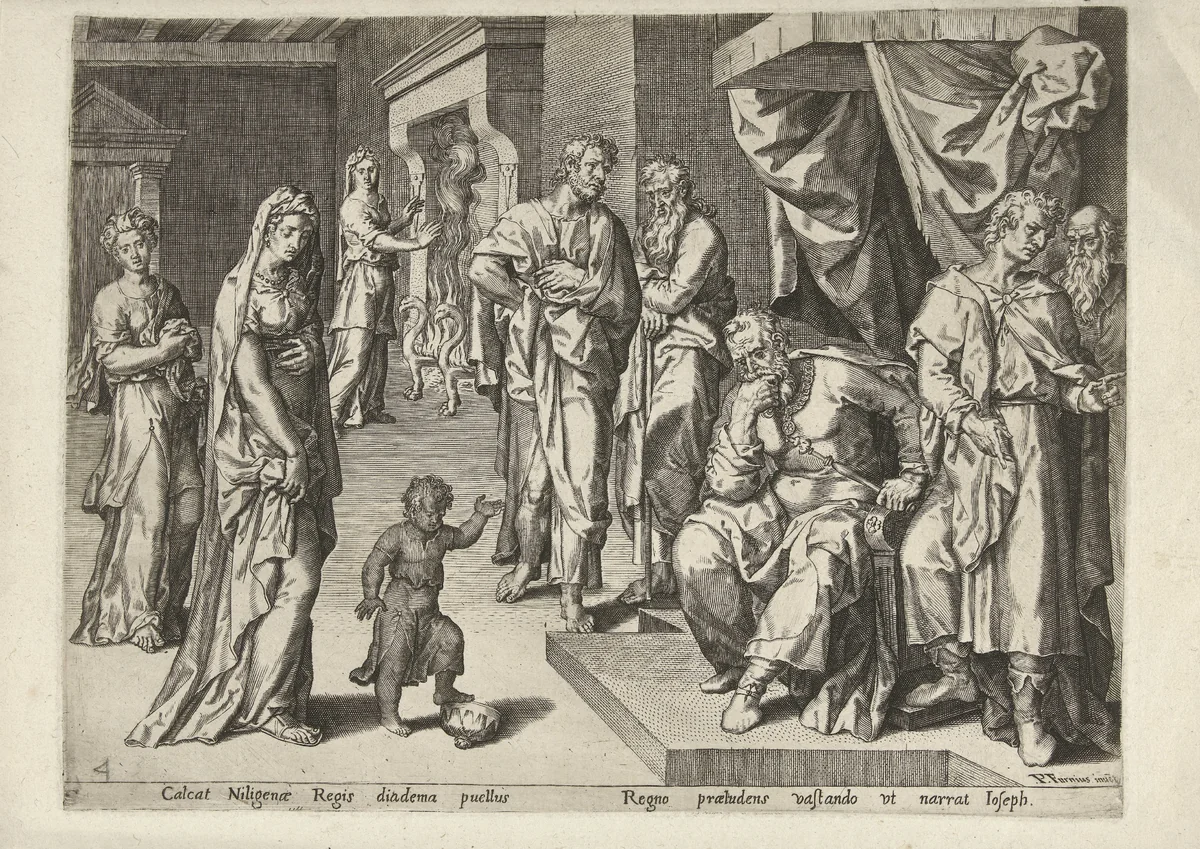 Mozes en de kroon van de farao by Pieter Jalhea Furnius, print, 1550-1625