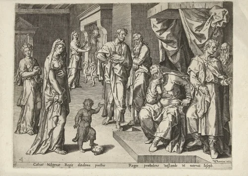 Mozes en de kroon van de farao by Pieter Jalhea Furnius, print, 1550-1625
