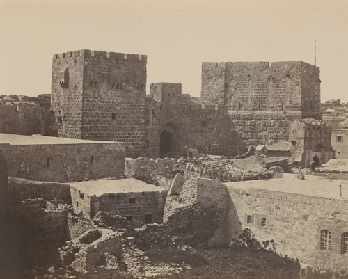 Tower of David, Jerusalem by James Robertson; Felice Beato; Antonio Beato, photograph, 1857