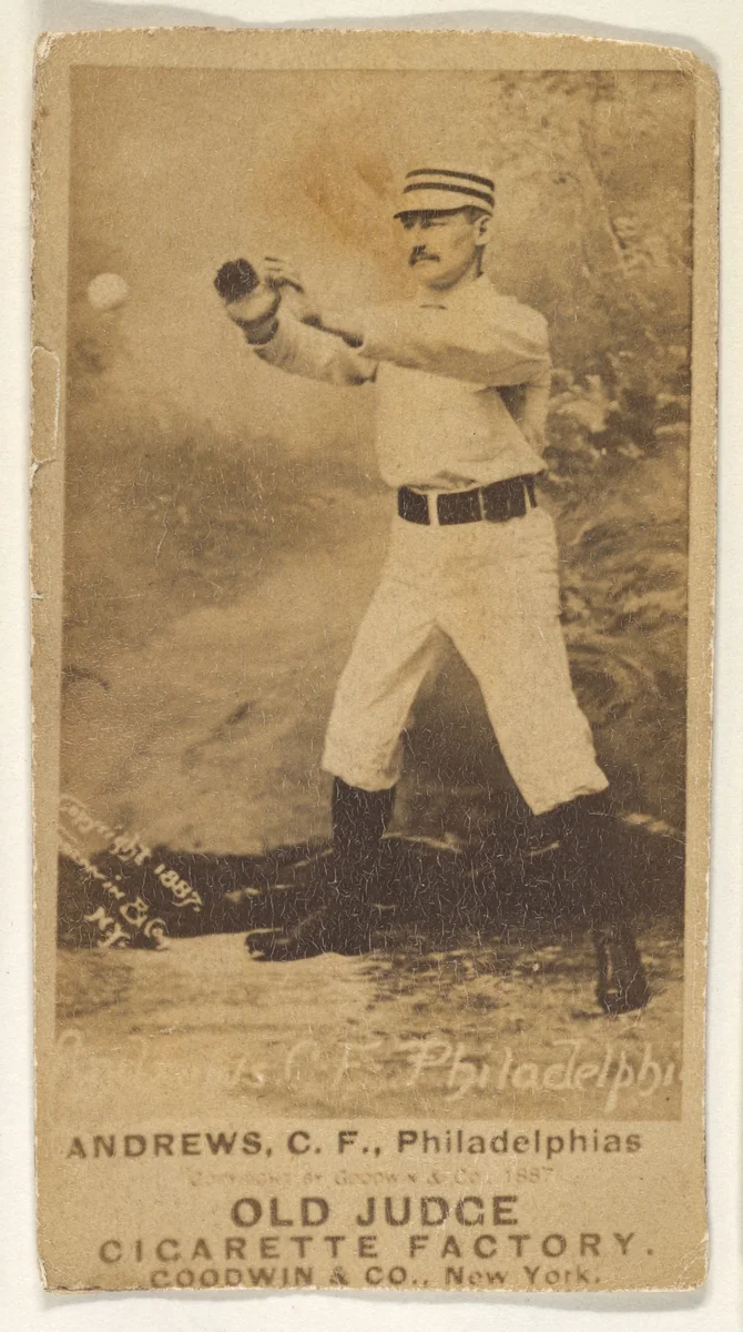 George Edward "Ed" Andrews, Center Field, Philadelphia, from the Old Judge series (N172) for Old Judge Cigarettes by Goodwin & Company, photograph, 1887