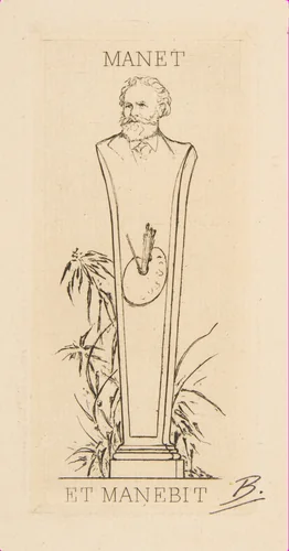 Ex-libris of Manet by Félix Bracquemond, print, 1875
