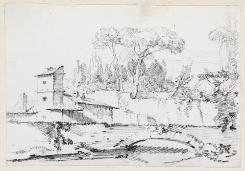 View of the Prato of the Villa Borghese by Joseph-Marie Vien, drawing, 1744-1750