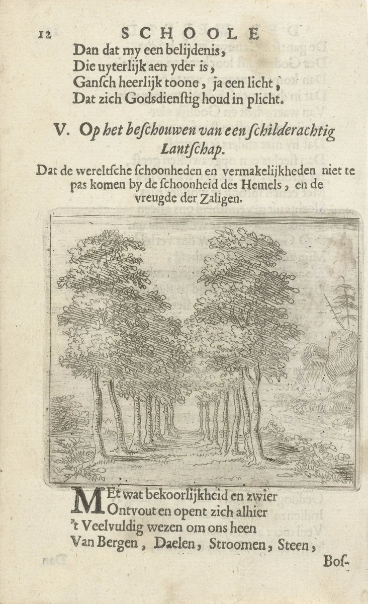 Laan met bomen by Arnold Houbraken, print, 1682