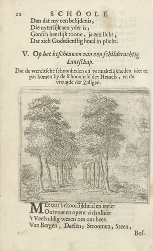Laan met bomen by Arnold Houbraken, print, 1682