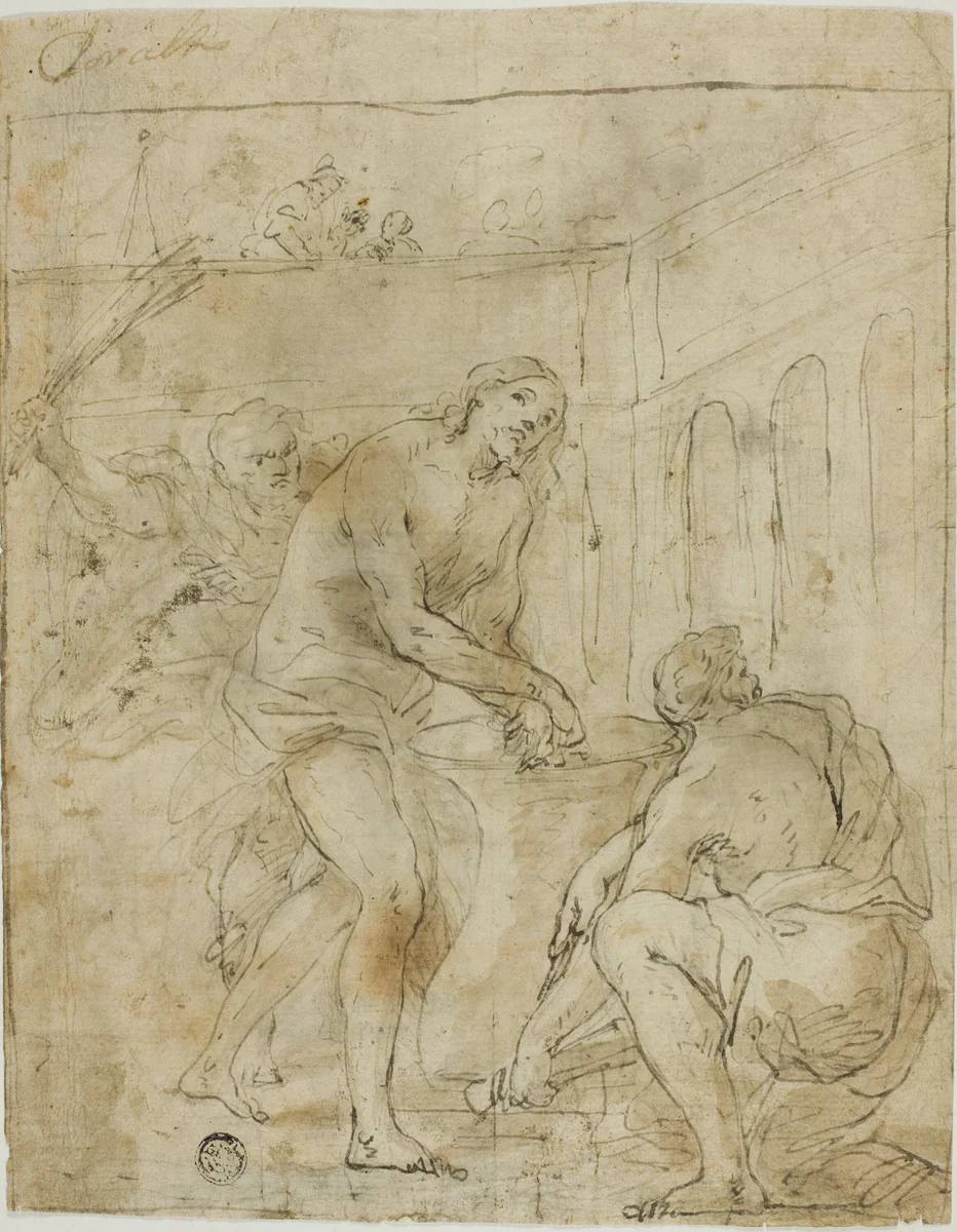 Flagellation of Christ by Lorenzo Garbieri, drawing, 1600-1699