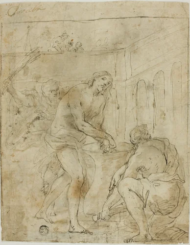 Flagellation of Christ by Lorenzo Garbieri, drawing, 1600-1699