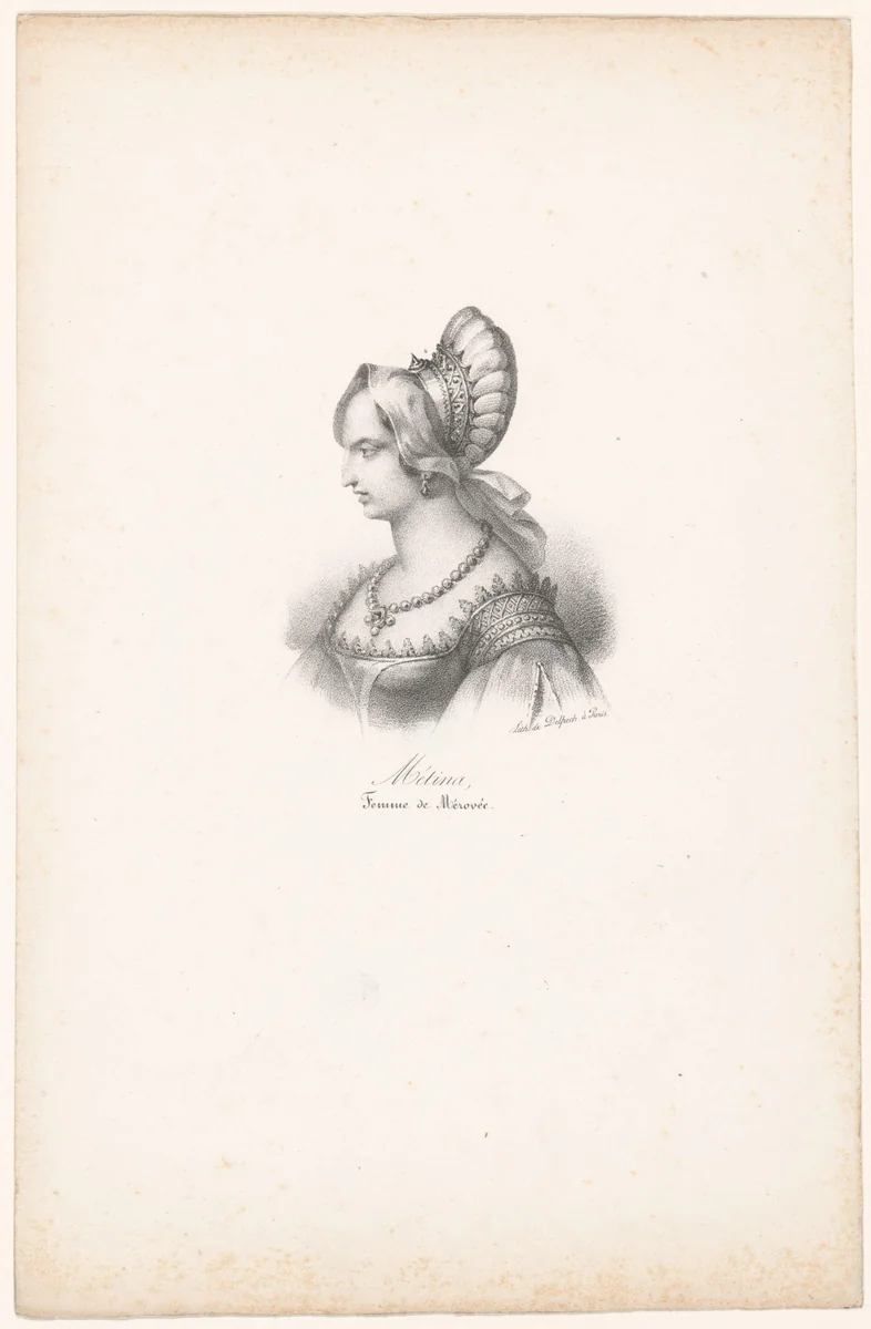 Portret van koningin Métina by anonymous, print, 1818-1842