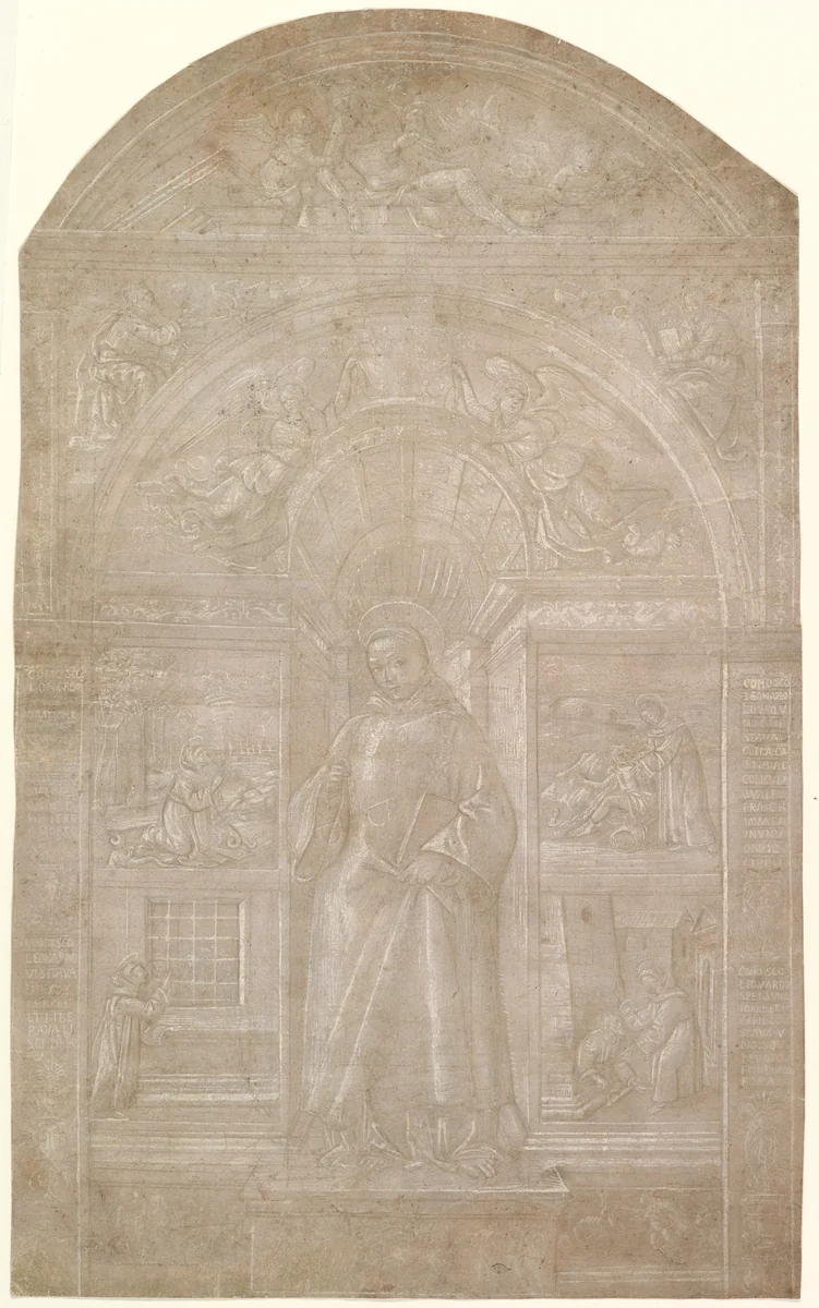 Saint Leonard and Four Episodes from His Life by Francesco di Paolo da Montereale, drawing, 1495-1510