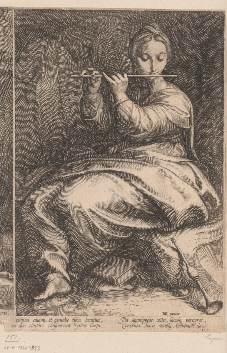Euterpe by Charles David, print, 1605-1638